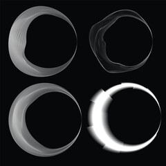 Fototapeta premium Lines in Circle Form . Linear rounded shape Vector Illustration .Lots of circles form a ring. Wave Logo . Design element . Various circle lines forming round frame . Abstract Geometric line art .