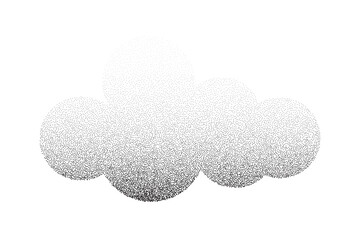 Grain sand texture pattern. Noise ripple background. Dot stipple circle shapes, black noise dotes, grainy effect. Vector illustration isolated on white. Abstract clouds on sky.
