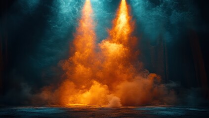 Abstract Orange and Blue Smoke