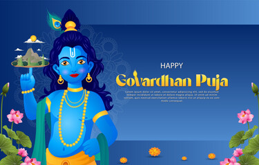 happy Govardhan Puja illustration with gradient concept