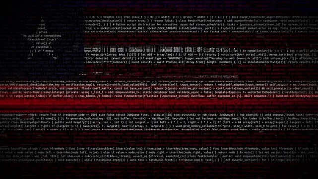 Binary code on flag of Liberia. Program source code or Hacker concept on Liberian flag. Liberia digital technology security, hacking or programming