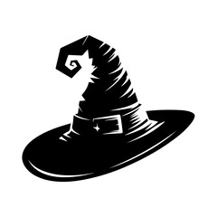 Naklejka premium Halloween witch hat silhouette isolated flat design