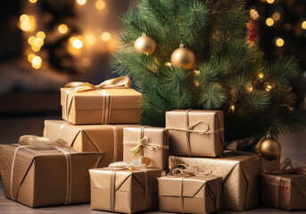 Weihnachtspäckchen unter dem Christbaum