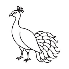 vector silhouette image of apeacock on a white background
