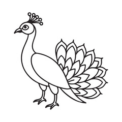 vector silhouette image of apeacock on a white background
