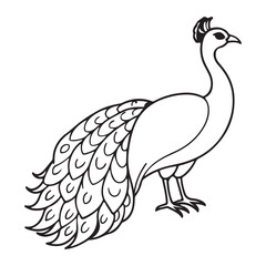 vector silhouette image of apeacock on a white background
