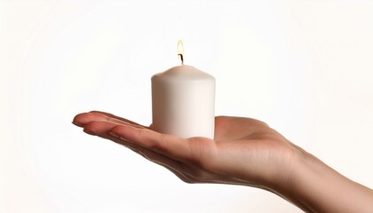 Burning candle in hand, created with Generative AI technology.