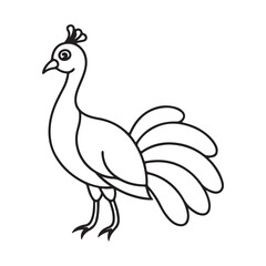 vector silhouette image of apeacock on a white background
