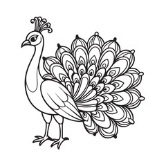 Fototapeta premium vector silhouette image of apeacock on a white background 