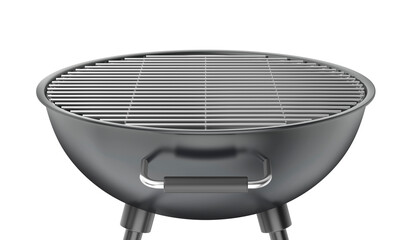 Close-up of round charcoal barbecue grill on transparent background