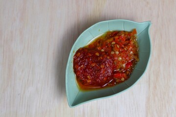 close up of traditional Indonesian chili sauce