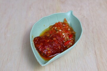 close up of traditional Indonesian chili sauce