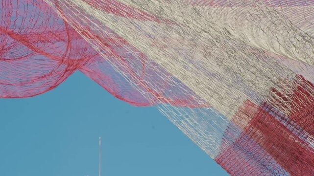 Fishing Net Against Clear Blue Sky