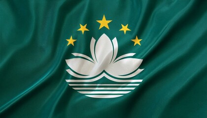 マカオの国旗(waving national flag of macau.)