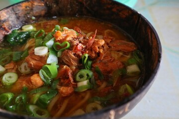 Mie ayam or bakmi ayam is a common Indonesian dish