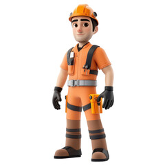 3D Engineer Character for Creative Projects Transparent Background