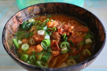 Mie ayam or bakmi ayam is a common Indonesian dish