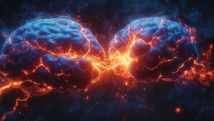 Obraz premium Two Brains Connected by Fire