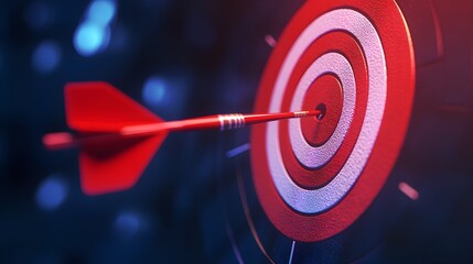 Fototapeta premium Centered Darts Target with Shimmering Gradient Background in Digital Art Style
