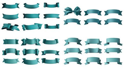Teal Ribbon Banner Collection: Design Elements for Your Projects