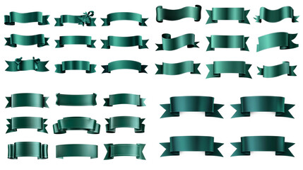 Obraz premium Green Satin Ribbons: Banner Design Elements