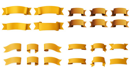 Golden Ribbon Banners: Vintage Design Elements