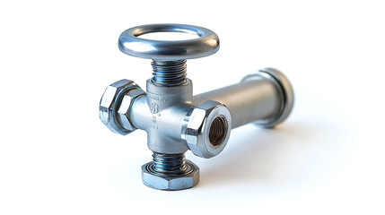 Modern hand-operated stop valve isolated on white background