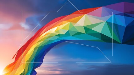 Fototapeta premium Colorful rainbow polygon background or vector frame. Rainbow colors