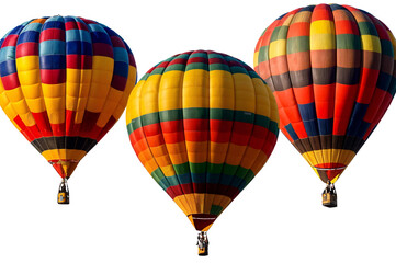Naklejka premium PNG, transparent background, isolated illustration of three colorful aerostatic balloons
