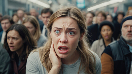 People are frightened and looking at an unknown threat that is in front of them