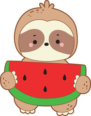 Twitch emote cute sloth vector icon. Funny baby sloth animal series stock illustration. Slow life of fluffy sloth designs.