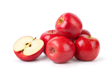 Fresh red apples isolated on white background. Clipping path.