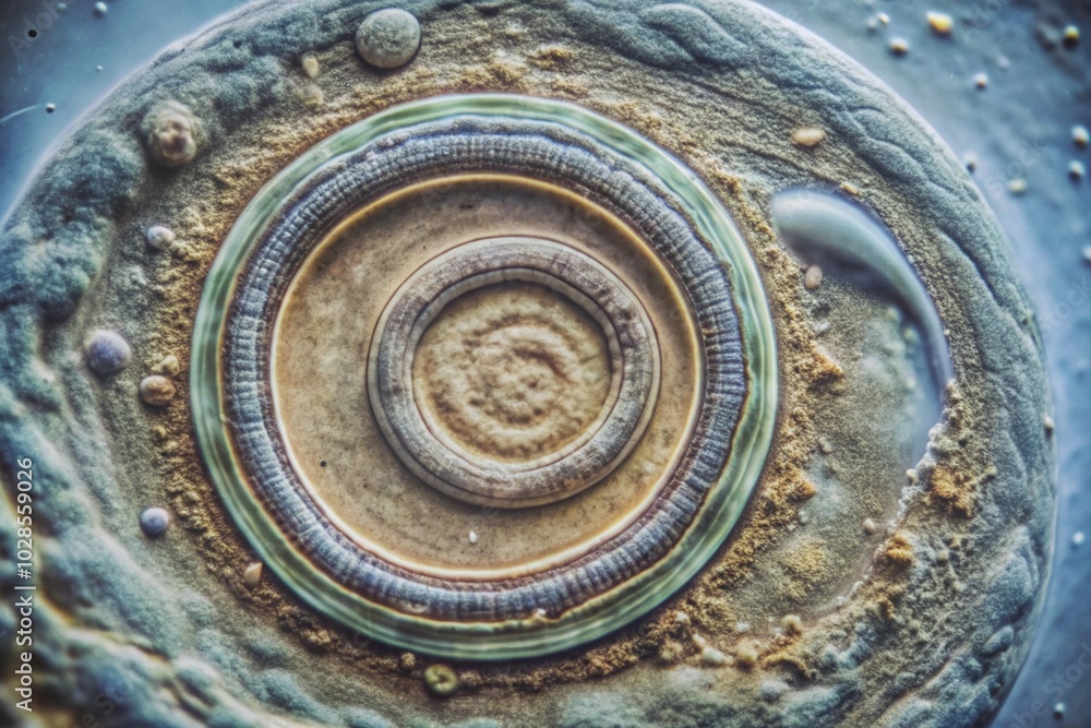 Aufkleber close-up of stunning abstract circular patterns in earthy tones with mesmerizing textures
