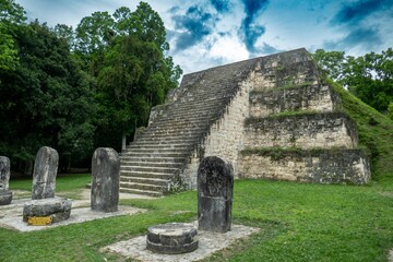 An ancient Mayan monument in Tikal National Park, Guatemala, Central America