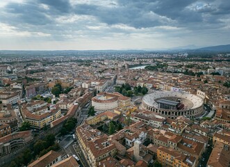 Fototapeta premium Italy, September 22, 2024: Panoramic aerial view of the city of Verona in Veneto. Also called the ci