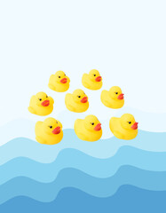 Rubber Duck in Water, DuckInWater, BathtubArt, KidsRoomDecor, BathroomWallArt, CuteDuckArt, PrintableDuckImage