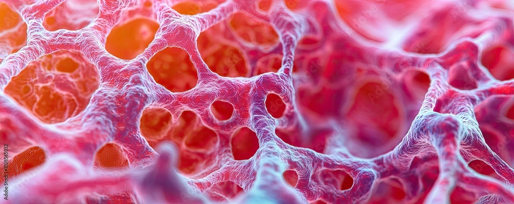Aufkleber abstract close-up view of cellular structure with vibrant colors.