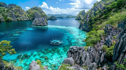 Obraz premium Clear Blue Waters and Limestone Cliffs south east asia landscape