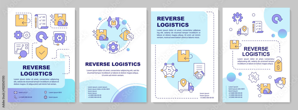 Canvas Prints reverse logistics blue circle brochure template. leaflet design with linear icons. editable 4 vector
