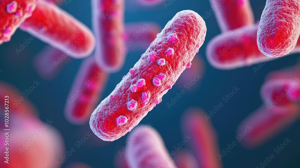 Poster close-up view of colorful bacteria in a microscopic image.