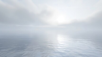 Obraz premium Serene Fog Over Calm Water Surface at Dawn