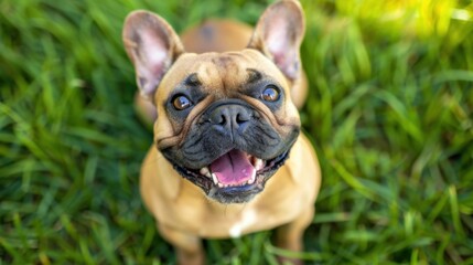 Obraz premium Happy French Bulldog in Green Grass