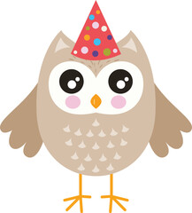 Funny birthday owl with hat