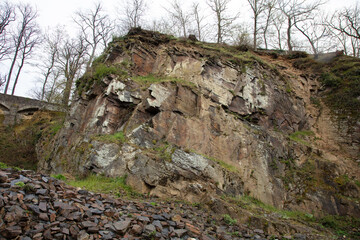 stone cliff view from the foot of the mountain