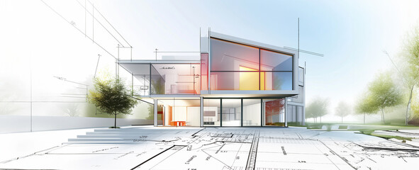 Esquisse d'architecte d'un projet de construction 