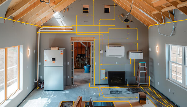 Solution de chauffage moderne dans une maison en construction ou en r&eacute;novation