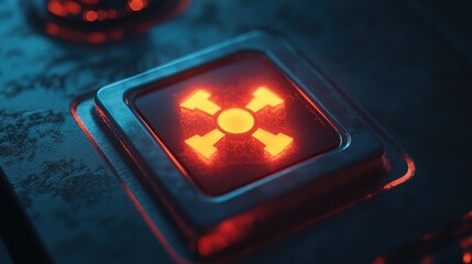 3D Illustration of Switch adjusted to Nuclear Energy Symbol