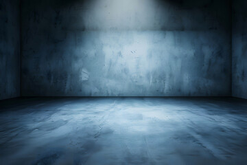 Photography and Front View of Minimalist Sleek and Mysterious Empty Dark Blue Studio Room Background, Perfect for Elegant Visuals. Shadow on Wall