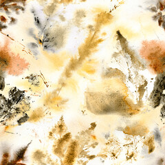 Abstract Watercolor Autumn Leaf Pattern