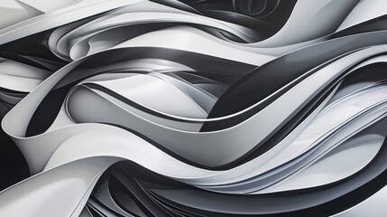 Fototapeta premium Abstract Flowing Waves in Monochrome Tones